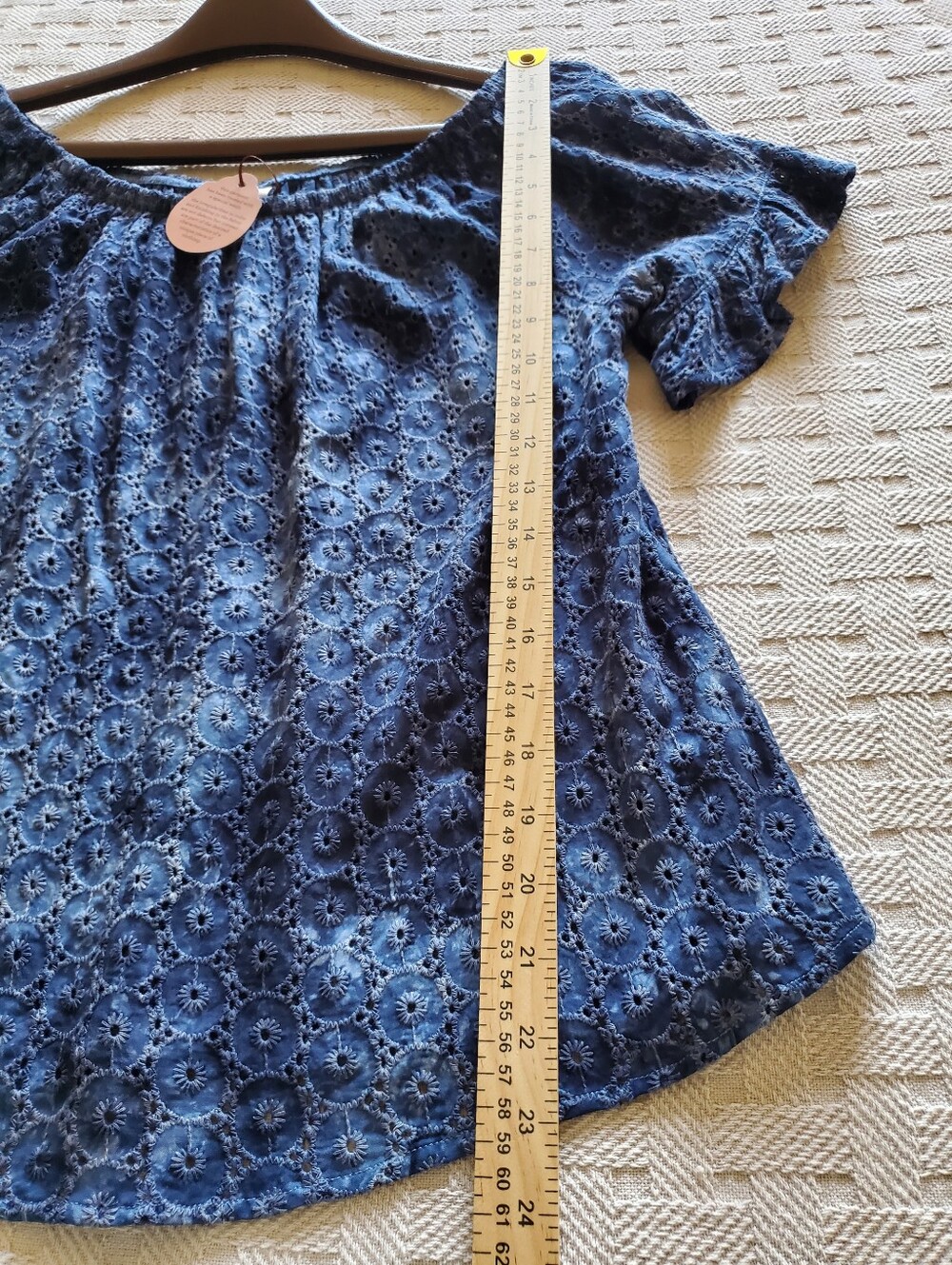 Knox Rose Tie Dye Eyelet Top Flutter Sleeve Blouse Boho Vacation - Picture 4 of 11